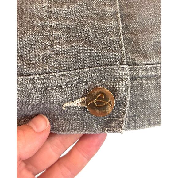 Chico's Platinum Womens Denim Jean Jacket Metallic Gray/Gold Shimmer Small (0) - Picture 3 of 6